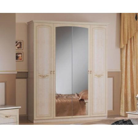 Шкаф 4-х дверный с зеркалами Ирина, размер 1865*600*2364 мм, цвет: Беж