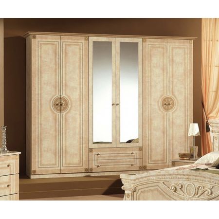 Шкаф 6-ти дверный с зеркалами Рома, размер 2750*600*2364 мм, цвет: Беж