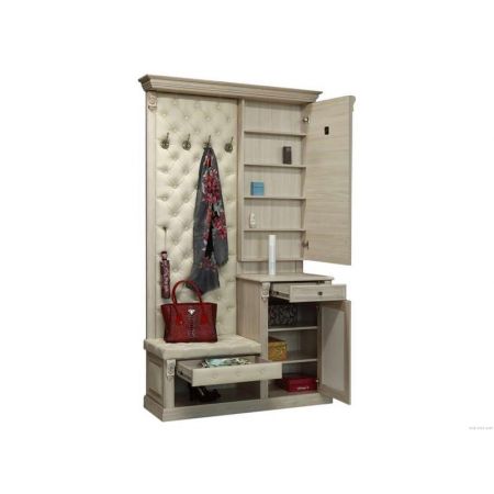 Прихожая с тумбой и зеркалом открытым Б5.11-1, Размеры: 1380х458х2310 мм, цвет карамель/ береза