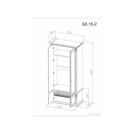 Шкаф 2-х створчатый Б5.15-2, Размеры: 1125х590х2310 мм, цвет орех
