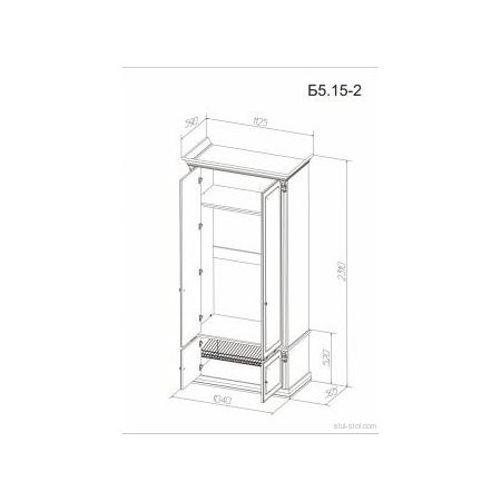 Шкаф 2-х створчатый с зеркалами Б5.15-2, Размеры: 1125х590х2310 мм, цвет карамель/береза