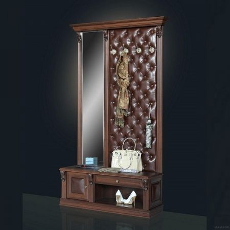 Вешалка с обувницей, 4-мя крючками, зеркалом Б5.11-9, Размеры:1260х370х2140 мм, цвет орех