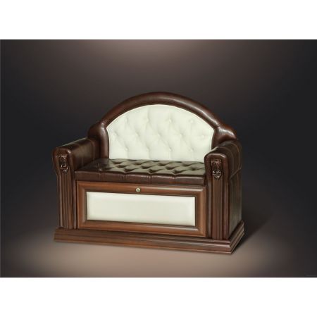 Банкетка с подлокотниками, спинкой и дверкой Б5.12-4, 1205х460х980мм, цвет орех