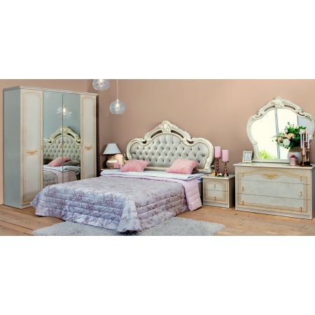 Спальня Ирина с 4-x дверным шкафом, цвет Беж, кровать 180*200 с мягким изголовьем