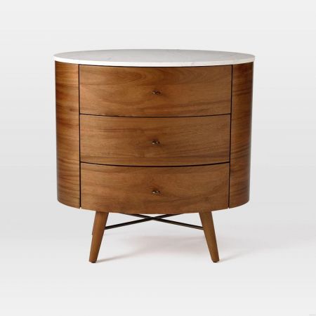 Дизайнерская тумба прикроватная Penelope 3-Drawer Dresser с мраморной столешницей
