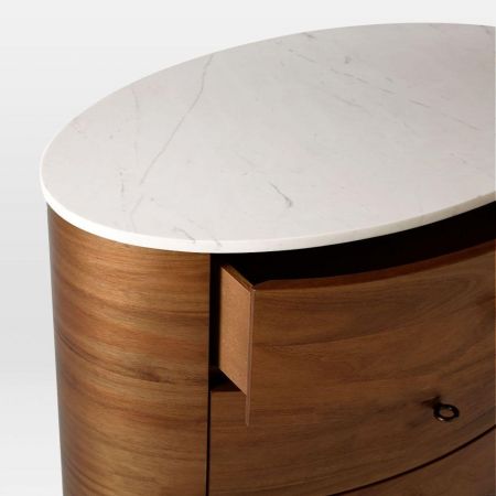 Дизайнерская тумба прикроватная Penelope 3-Drawer Dresser с мраморной столешницей