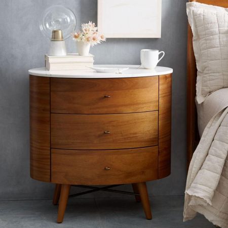 Дизайнерская тумба прикроватная Penelope 3-Drawer Dresser с мраморной столешницей