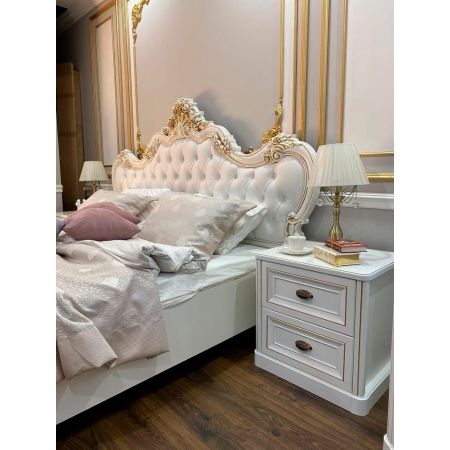 Спальня "Натали" 6-ти створчатый шкаф, белый с зеркалами, 1800*2000, зеркало ППУ, комод узкий