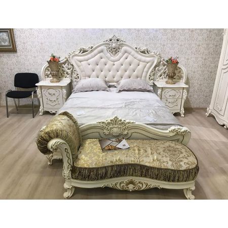 Спальня Джоконда Люкс "крем" (Кровать 1,6, 2 тумбы, комод с зеркалом, шкаф 3ст.)