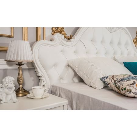 Спальня Мишель 5-ти ств. шкаф, белый с зеркалами, 1800*2000 с подъемным механизмом, рамочное зеркало, комод узкий