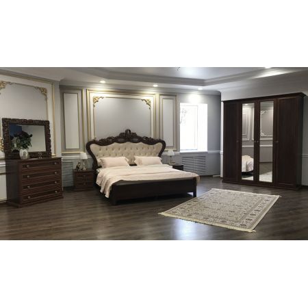 Спальня Афина крем корень 4-х ств. шкаф, 160*200, рамочное зеркало
