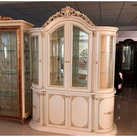 Витрина 4х дверная Динара слоновая кость СКФМ