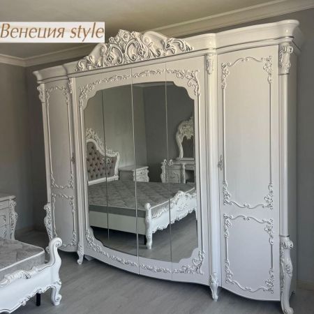 Шкаф 6дв Венеция стайл белый/серебро