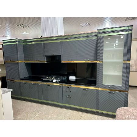 Кухня Тулия угловая 3.75*2.25 графит/золото