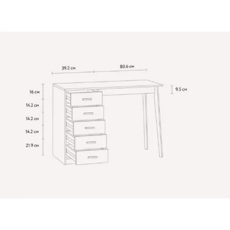 Стол письменный Nordik-2 White, 120 см х 52 см х 81 см