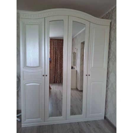 Спальный гарнитур Венера жемчуг 4/160 (кровать 160×200, шкаф 4-дв.)