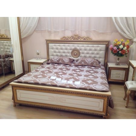 Кровать Версаль спальное место 1600х2000мм без Короны 1850х2115х1430мм слоновая кость + мягкое изголовье