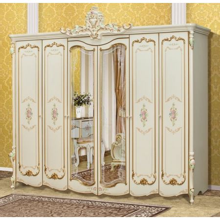 Спальня Шейх с 6-ти дверным шкафом слоновая кость + золото