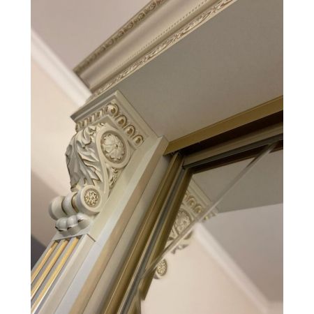Шкаф-купе Классик 2-х дверный Овал 2 зеркала 2030мм Слоновая кость
