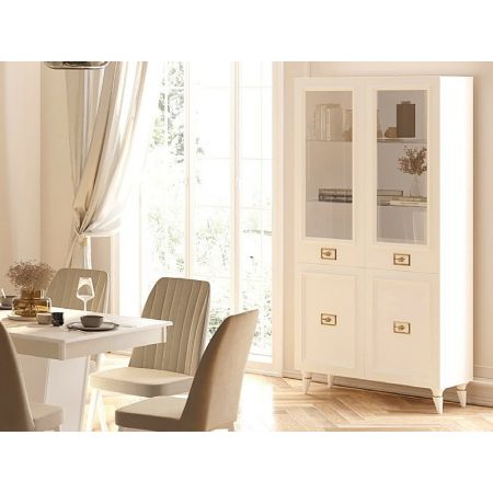 Витрина 2-дверная «Виктория» белая/золото