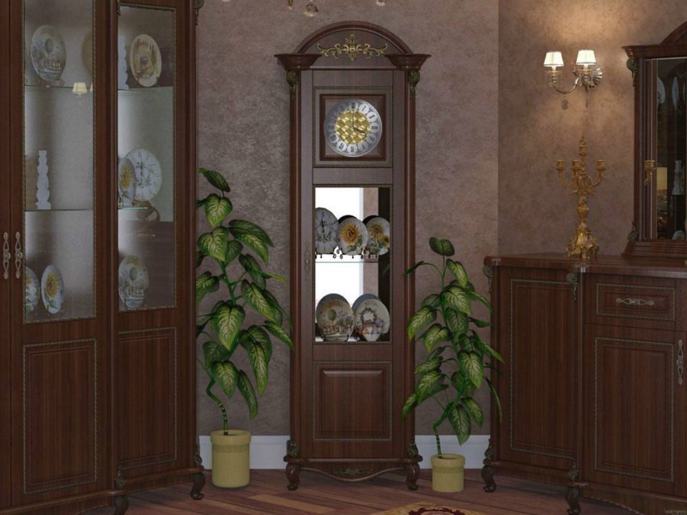 Шкаф с часами Да Винчи 670х516х2000 мм тайский орех