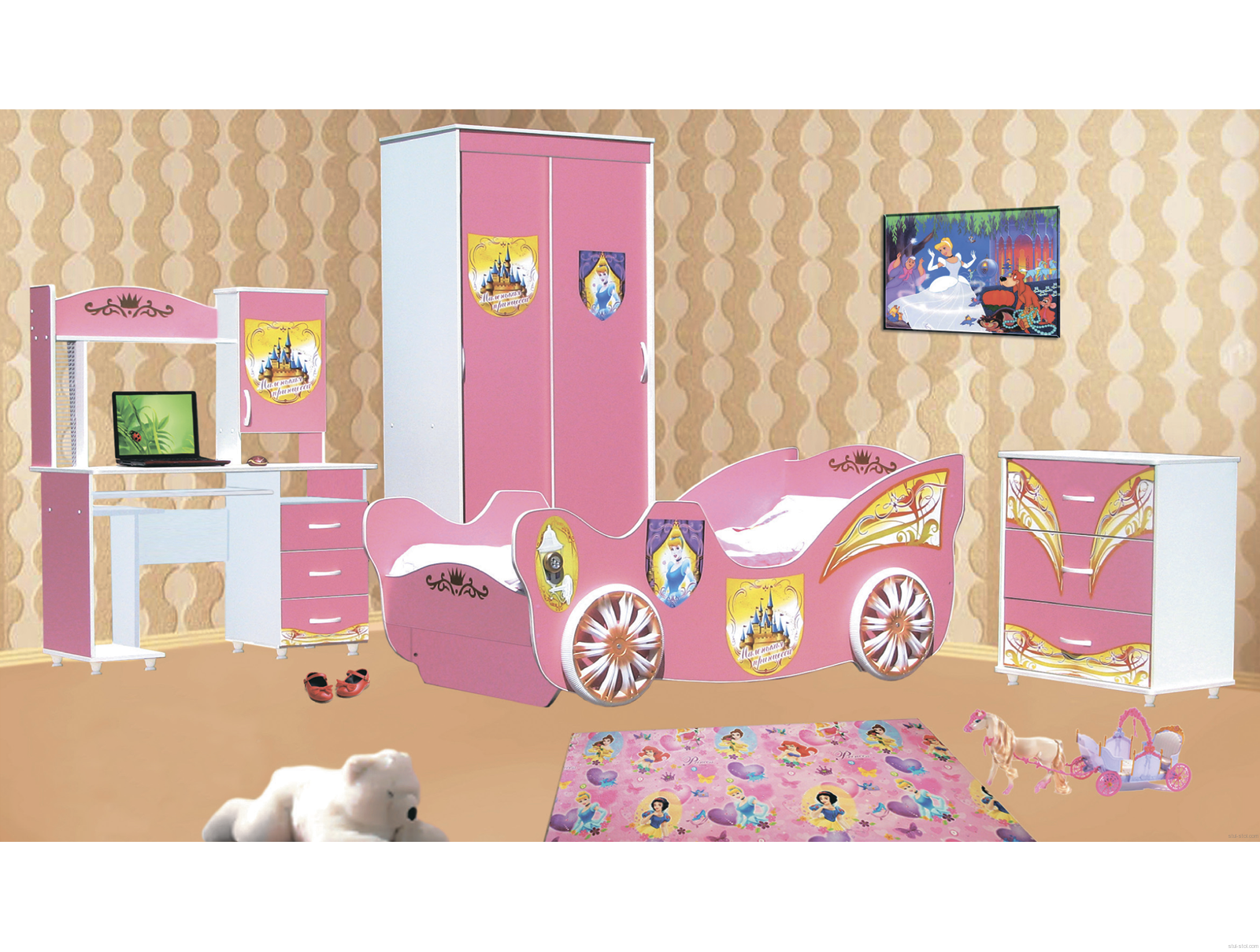 Детская принцесса. Детская мебель принцесса. Спальный гарнитур принцесса. Мебель принцесса для детской.